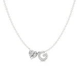 Initial Necklace with Heart Diamond Accent