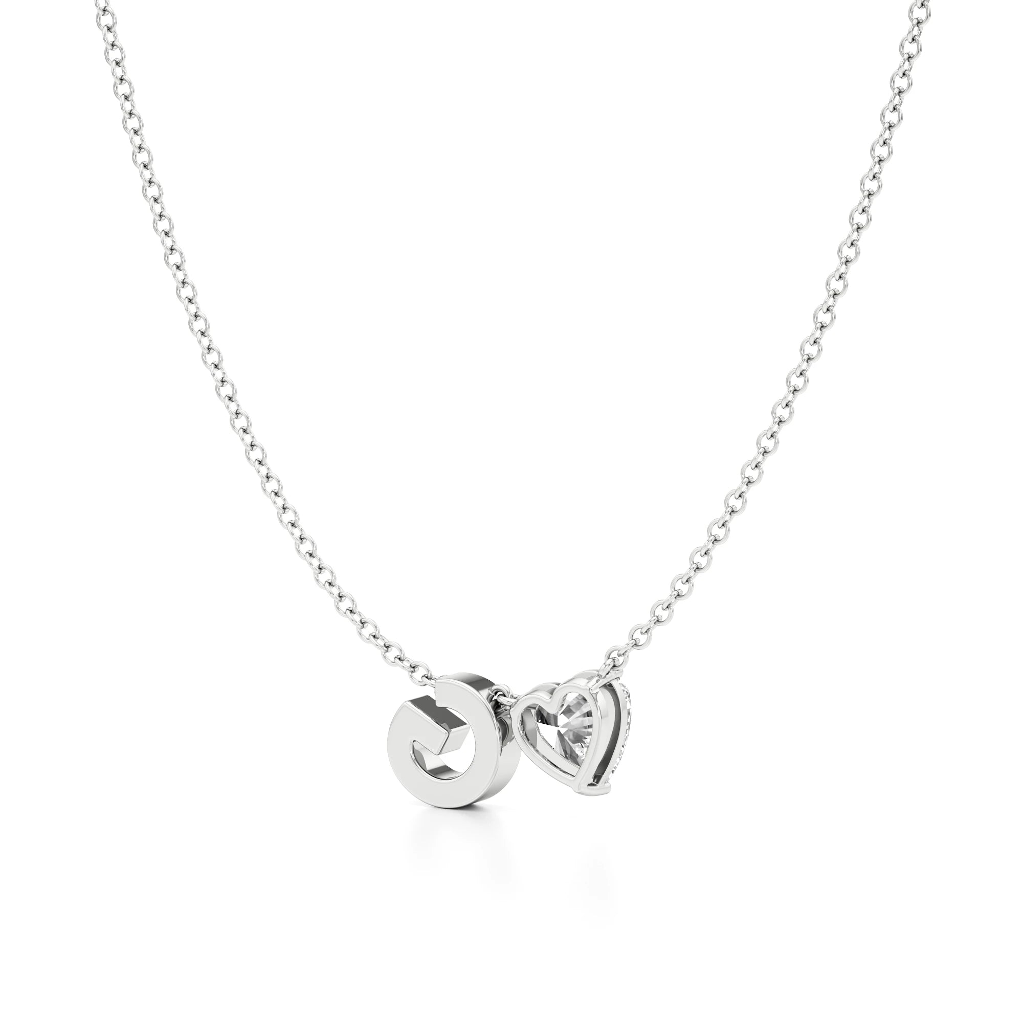 Initial Necklace with Heart Diamond Accent