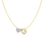 Initial Necklace with Heart Diamond Accent