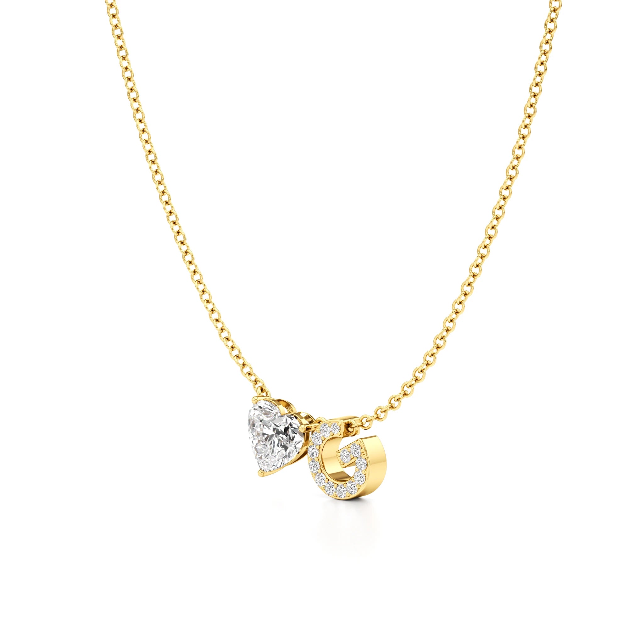 Initial Necklace with Heart Diamond Accent