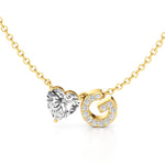 Initial Necklace with Heart Diamond Accent