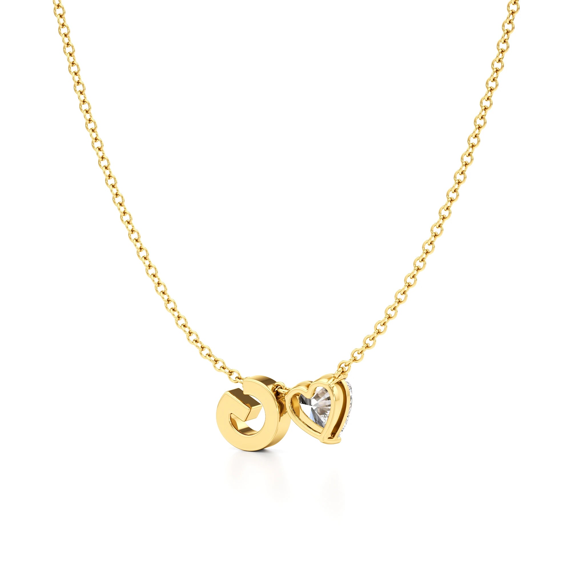 Initial Necklace with Heart Diamond Accent