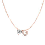 Initial Necklace with Heart Diamond Accent