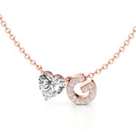 Initial Necklace with Heart Diamond Accent
