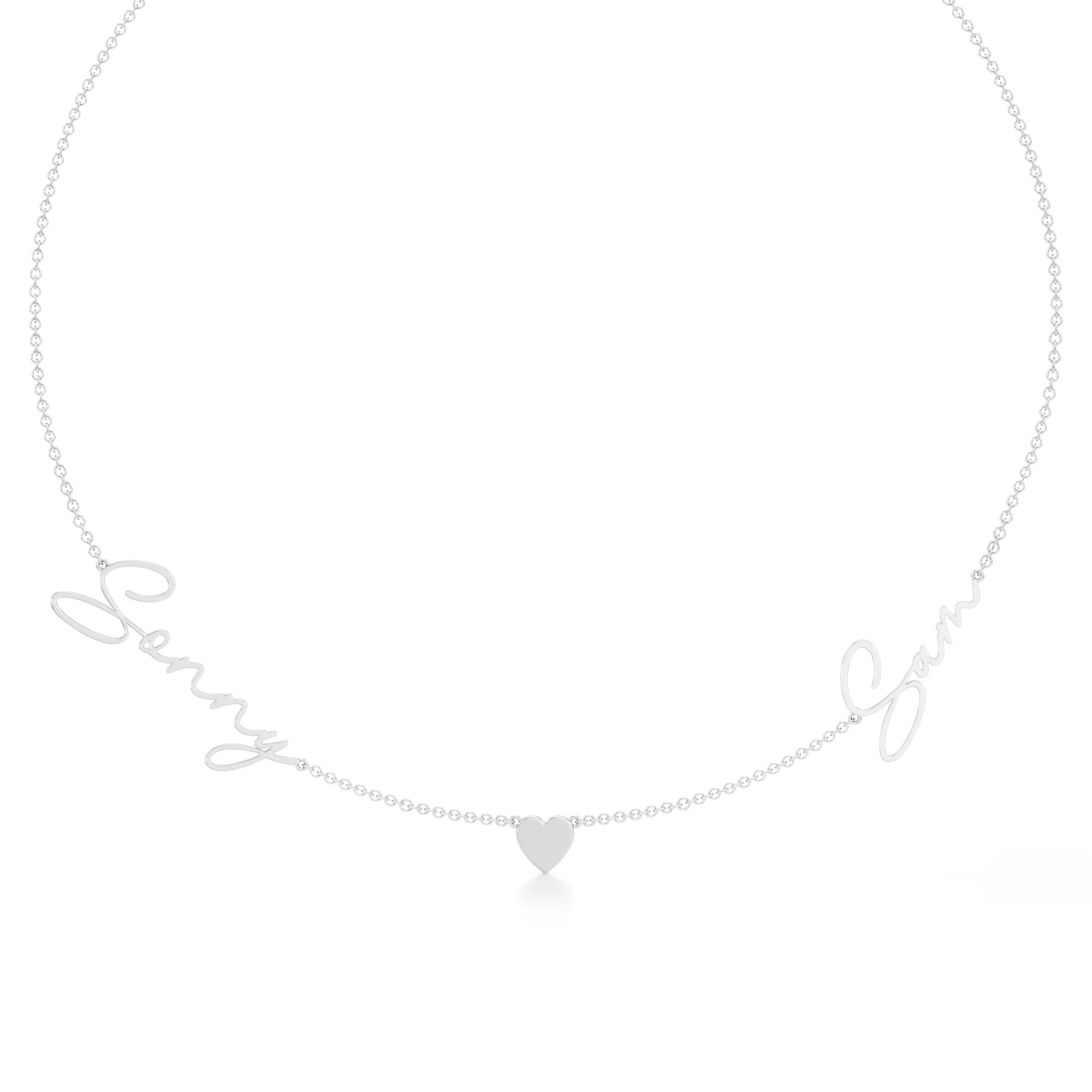 Two Name Necklace with Heart Detailing