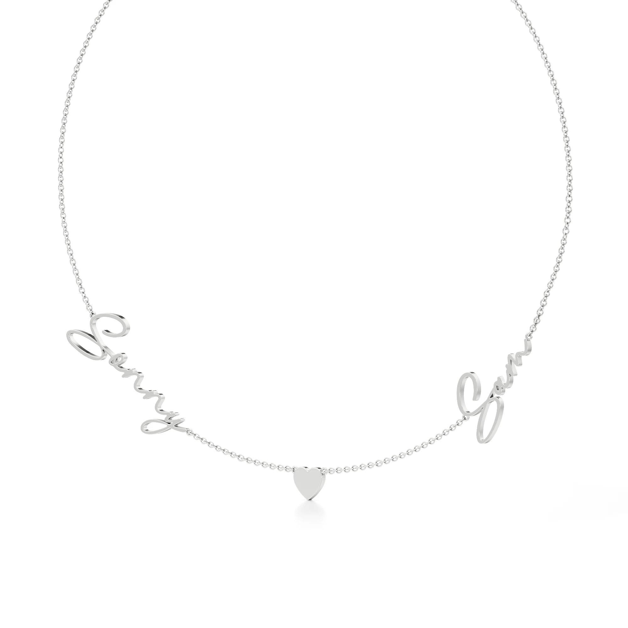 Two Name Necklace with Heart Detailing