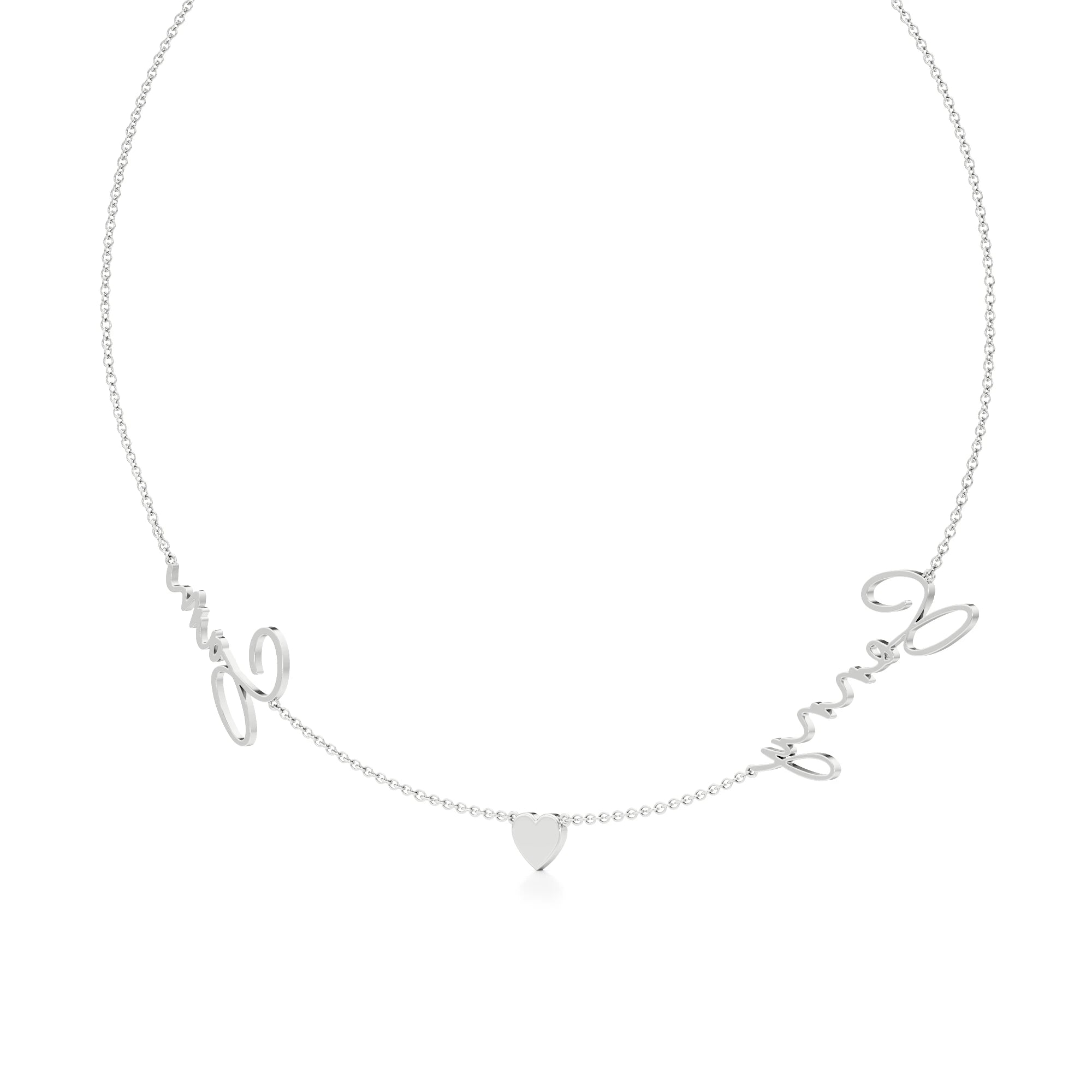Two Name Necklace with Heart Detailing