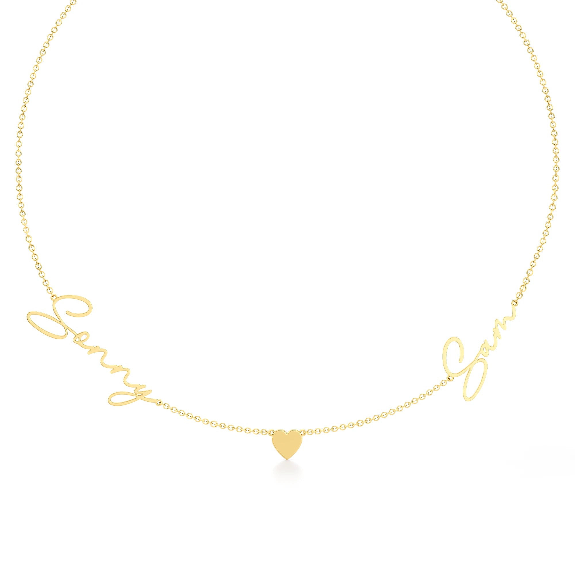 Two Name Necklace with Heart Detailing