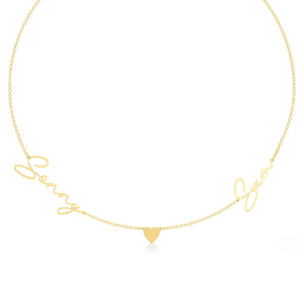 Two Name Necklace with Heart Detailing