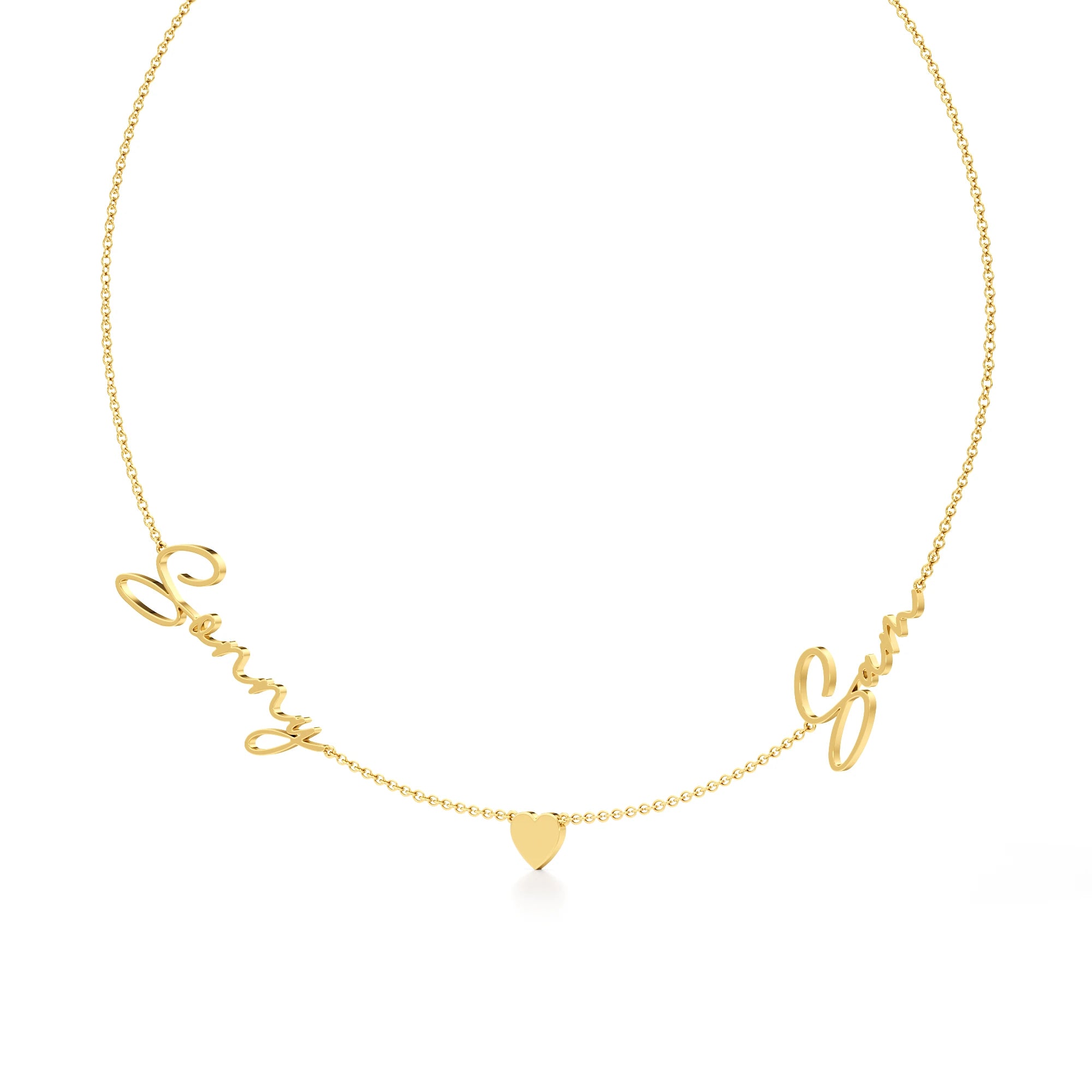 Two Name Necklace with Heart Detailing