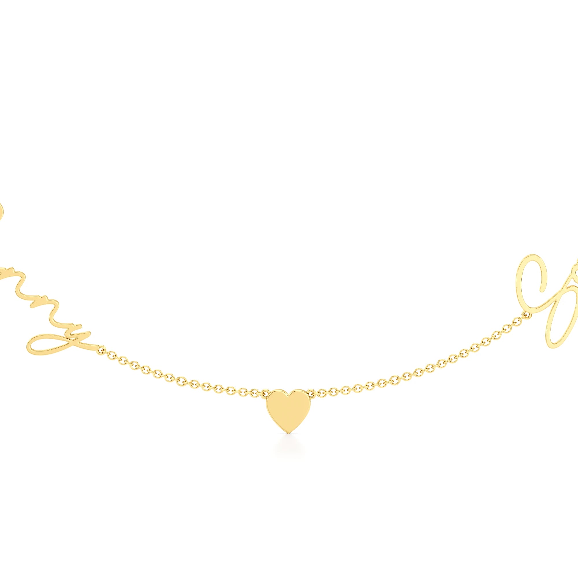 Two Name Necklace with Heart Detailing