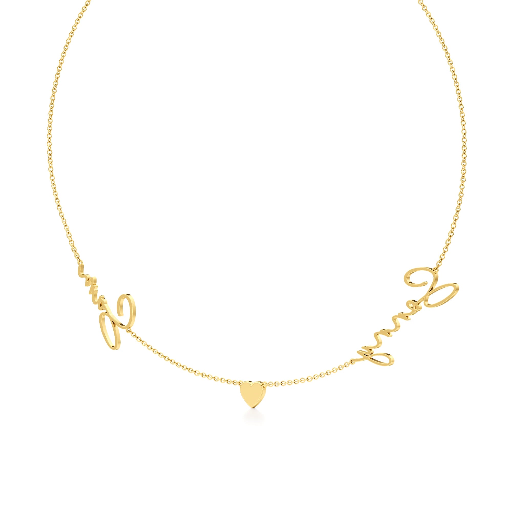 Two Name Necklace with Heart Detailing