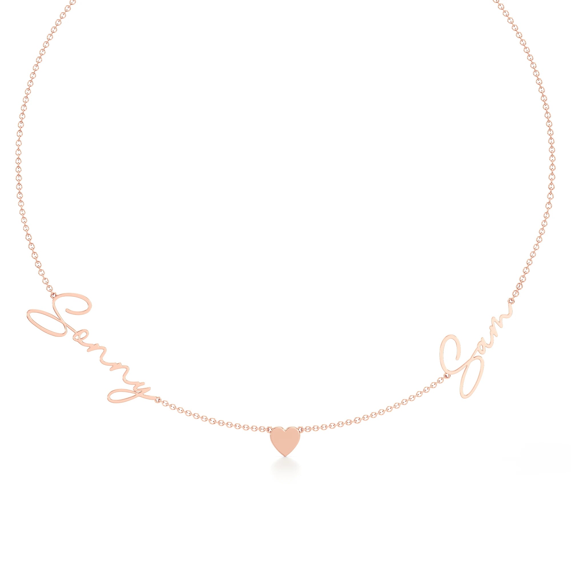 Two Name Necklace with Heart Detailing