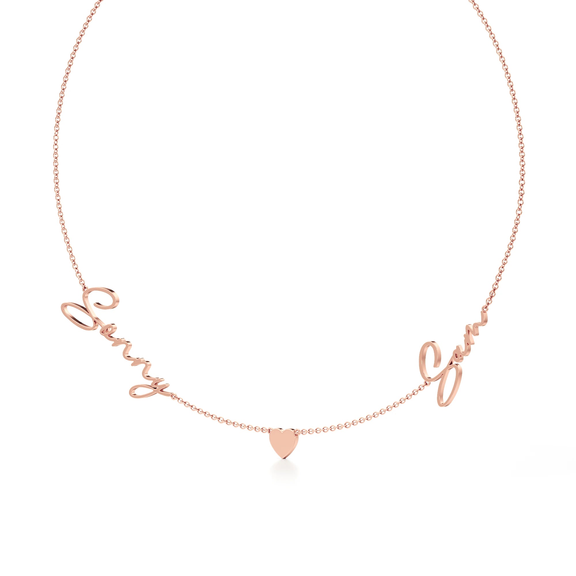 Two Name Necklace with Heart Detailing