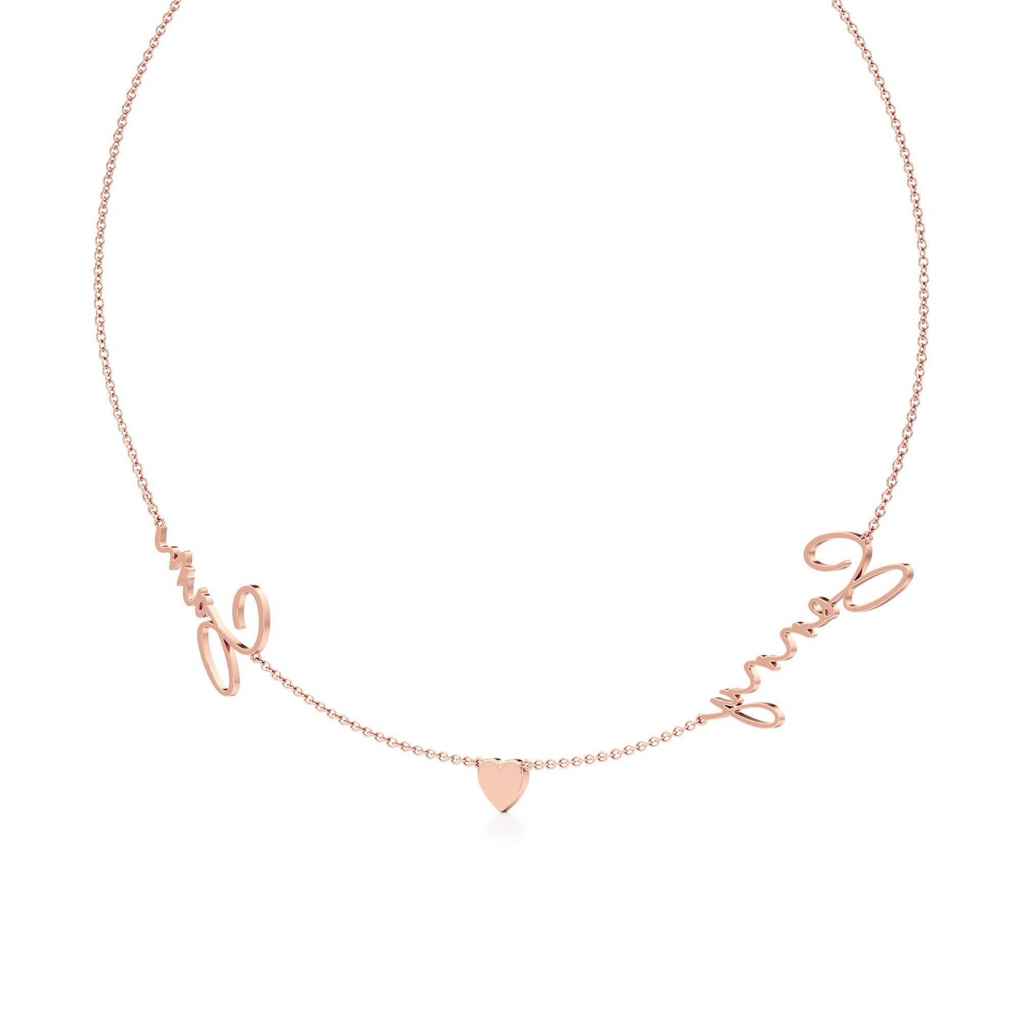 Two Name Necklace with Heart Detailing