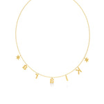 Name Necklace with Star Detailing in Diamond Pavé