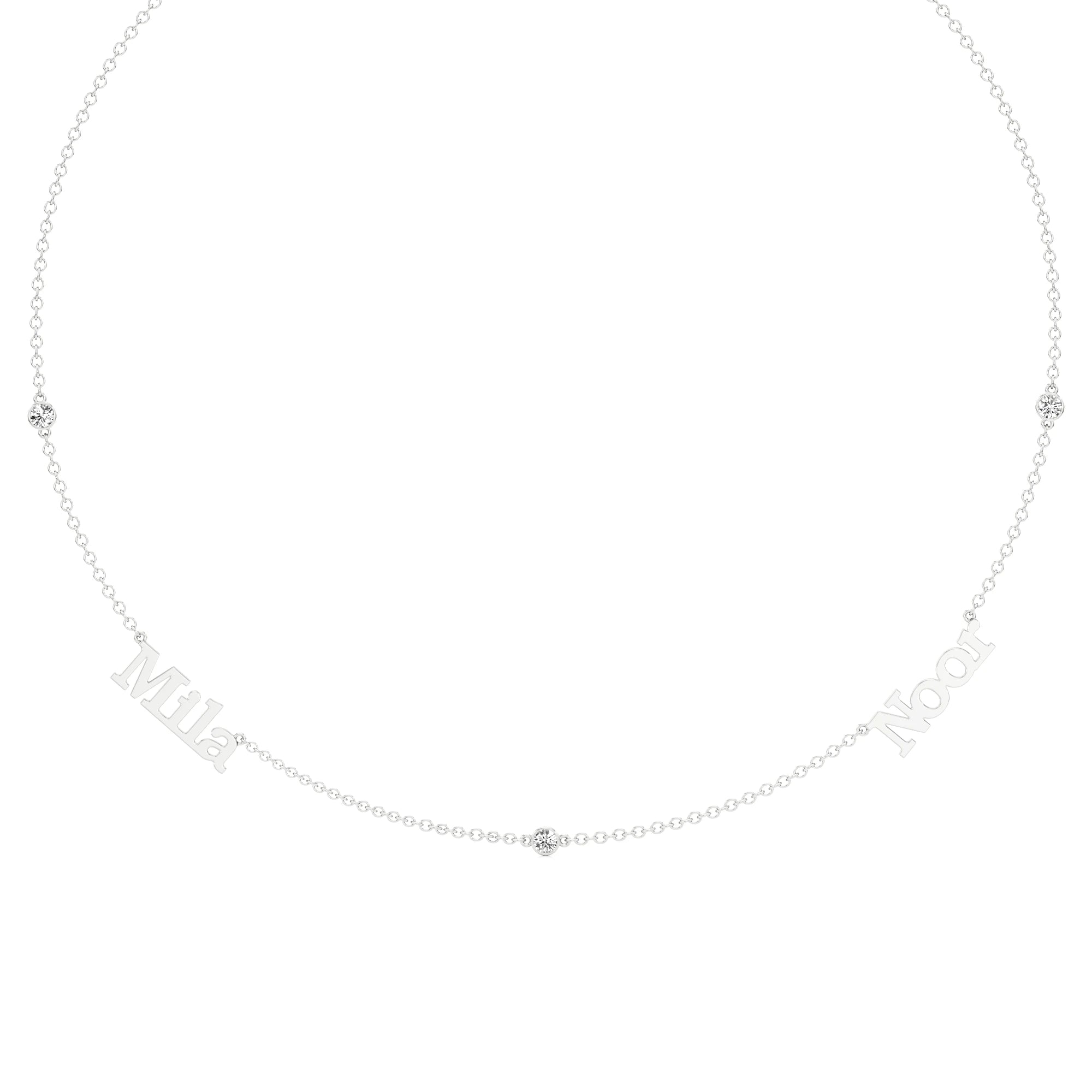 Multi Name Necklace with Diamond Accents