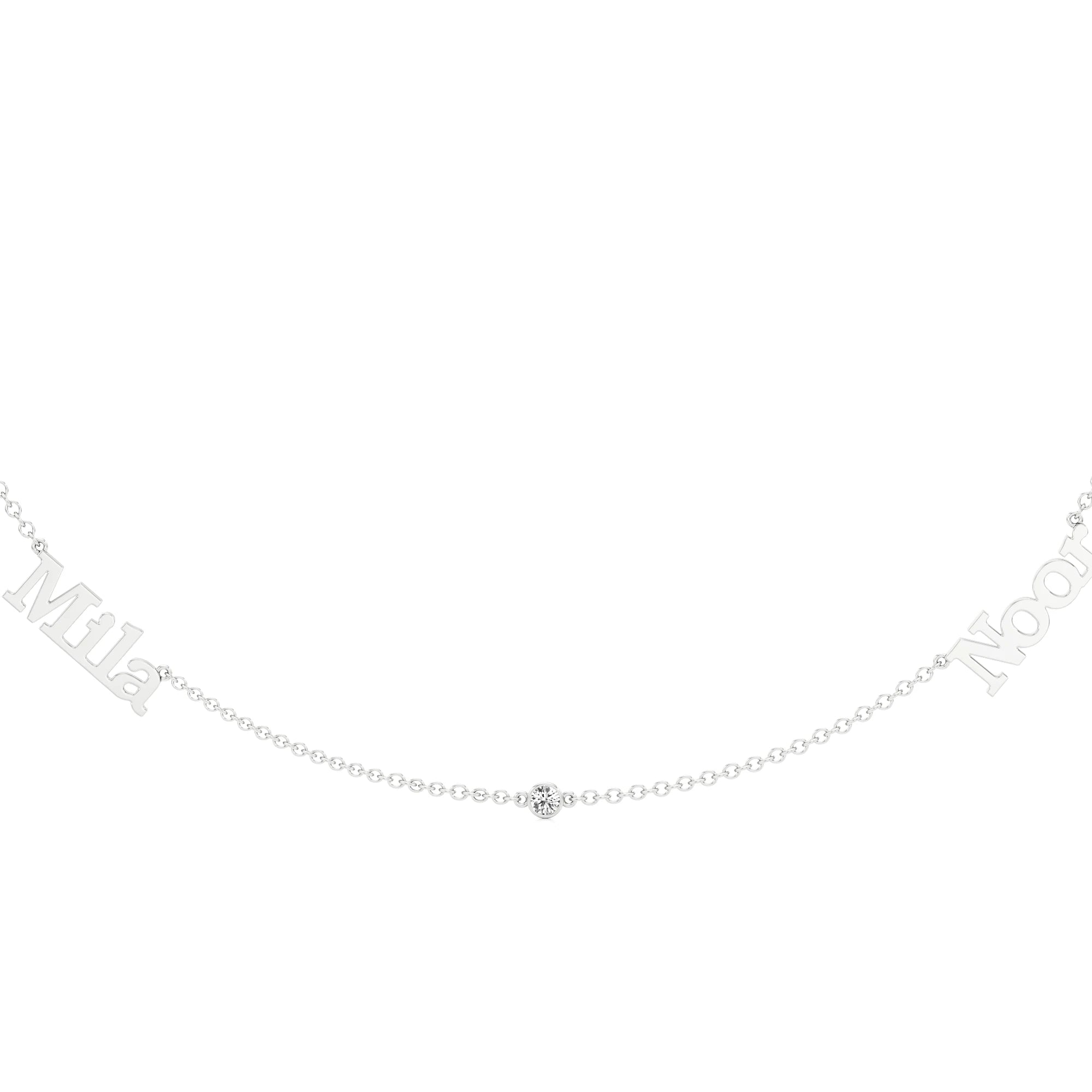 Multi Name Necklace with Diamond Accents