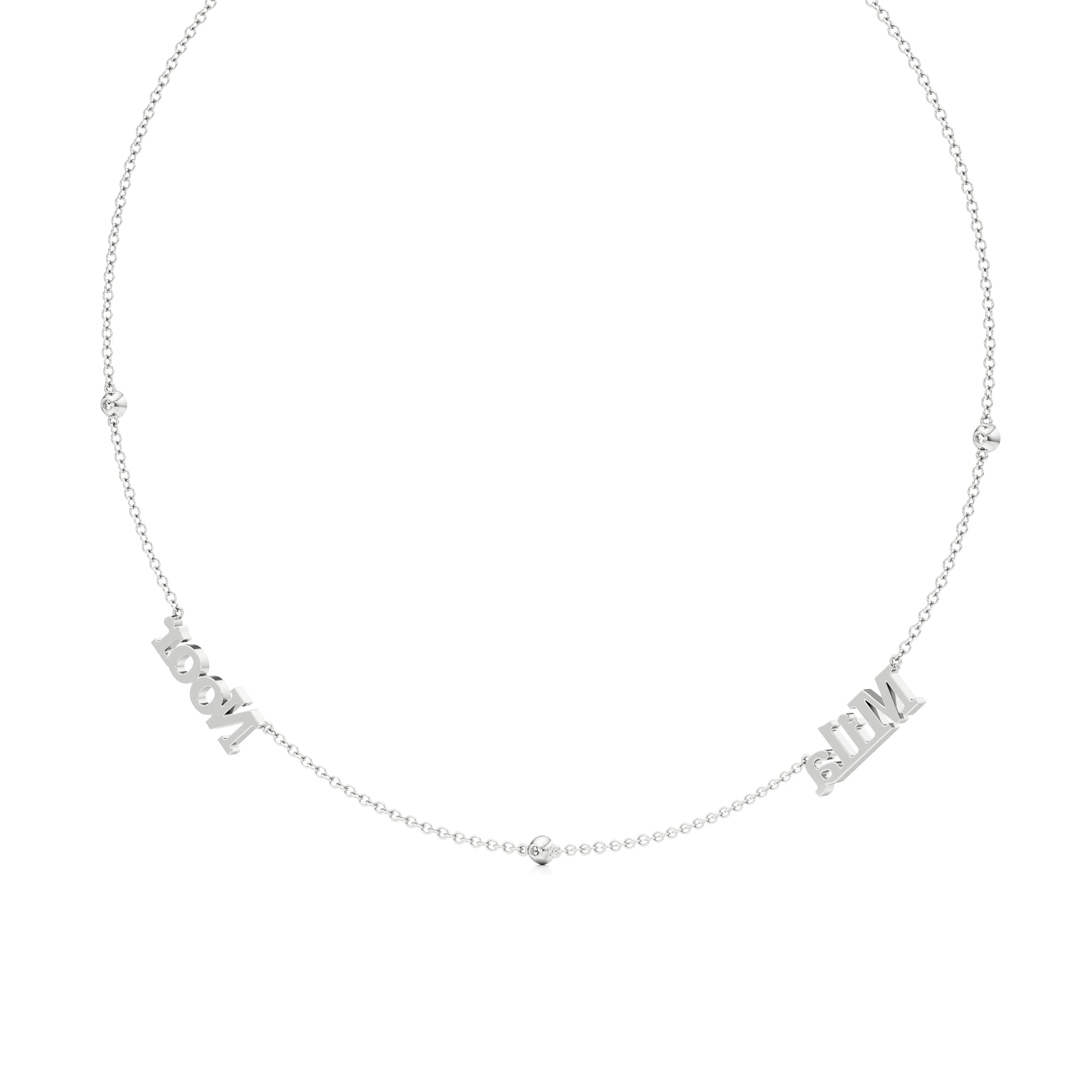 Multi Name Necklace with Diamond Accents