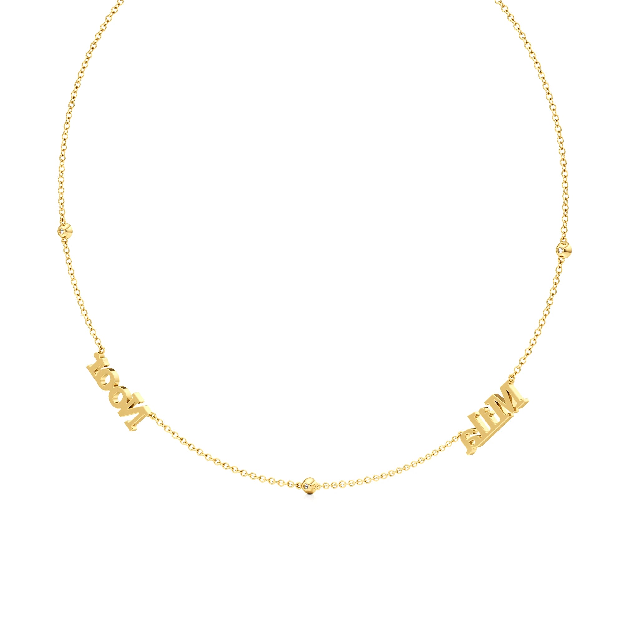 Multi Name Necklace with Diamond Accents
