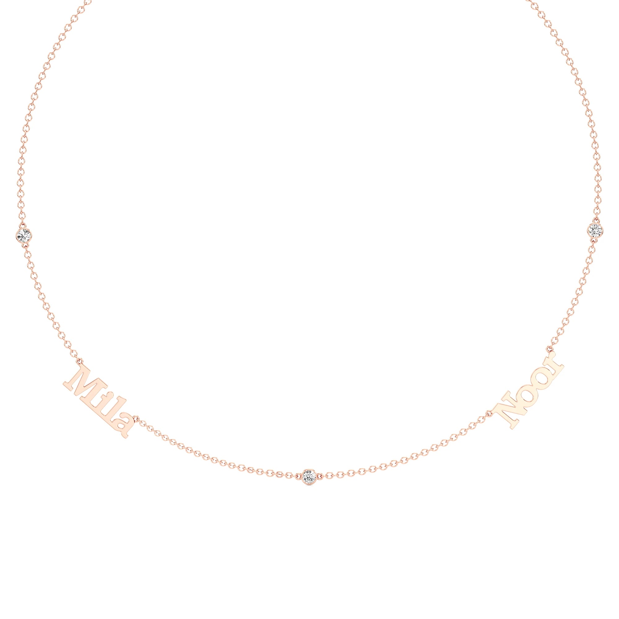 Multi Name Necklace with Diamond Accents