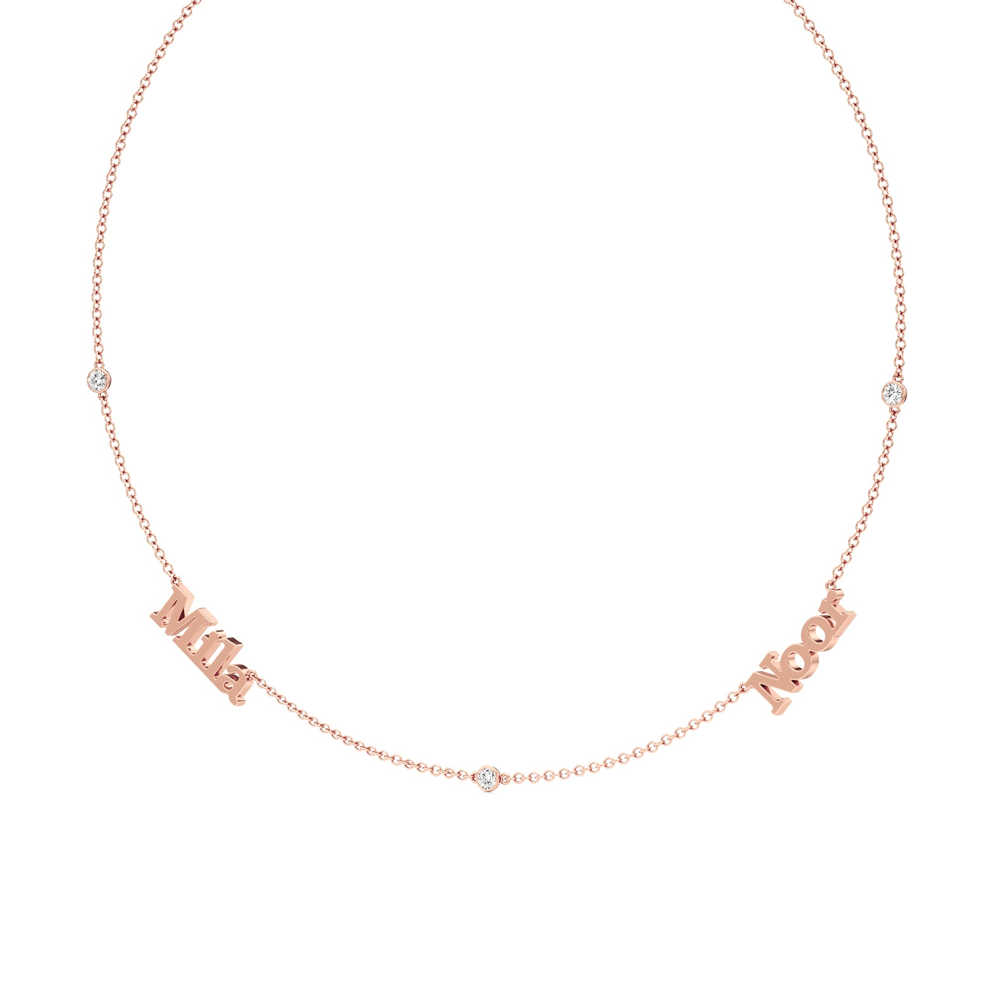 Multi Name Necklace with Diamond Accents