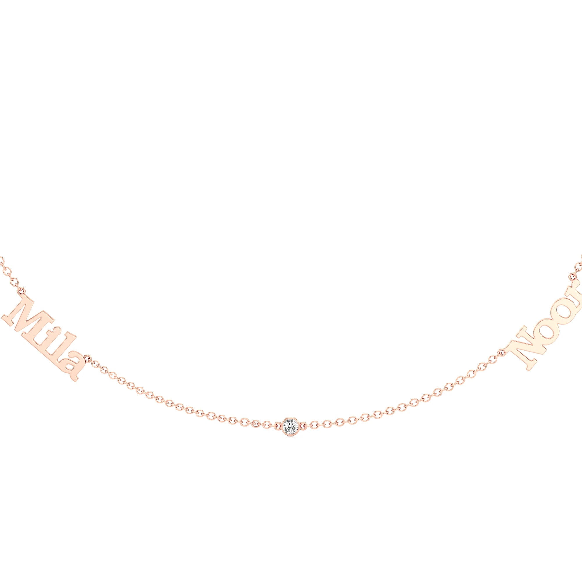 Multi Name Necklace with Diamond Accents