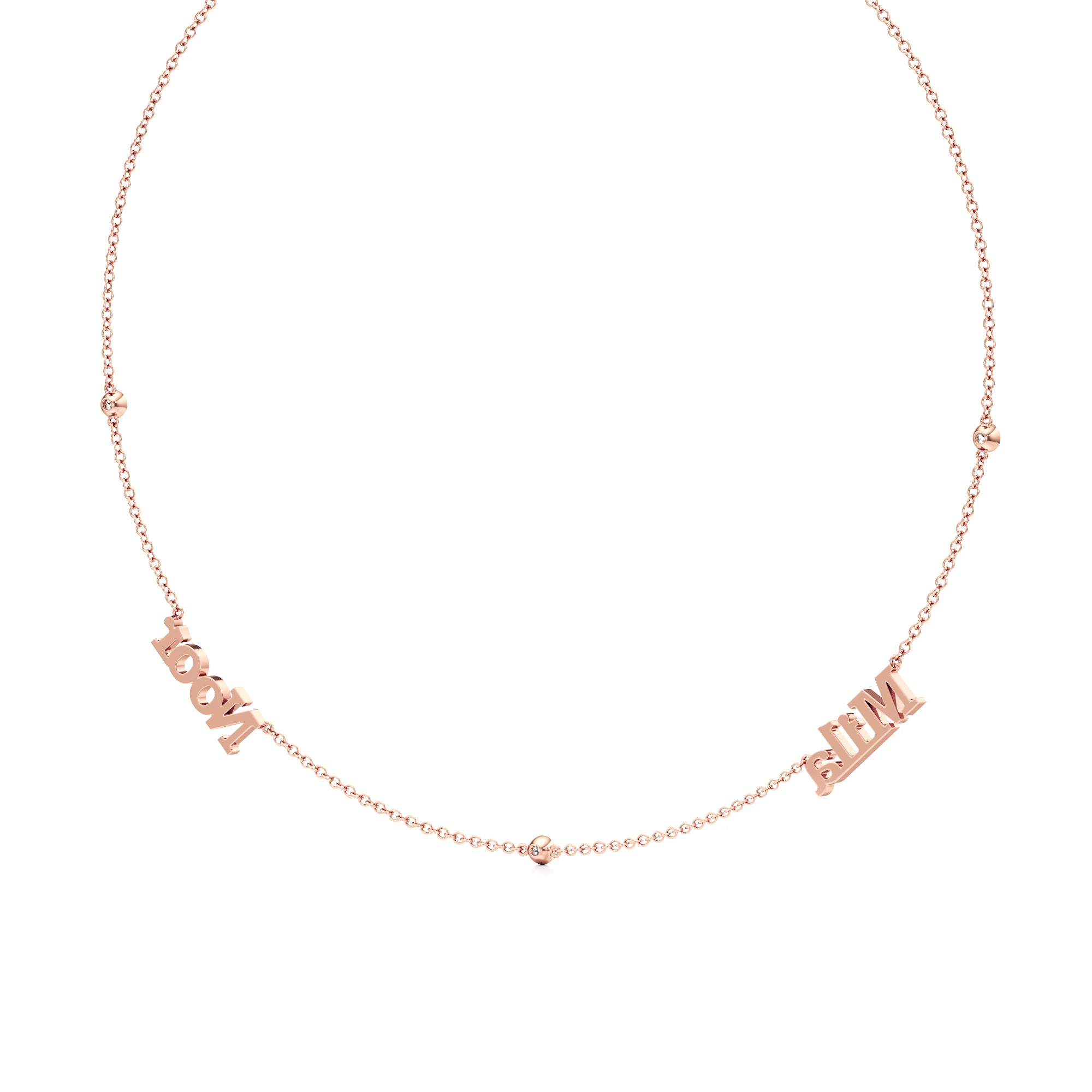 Multi Name Necklace with Diamond Accents