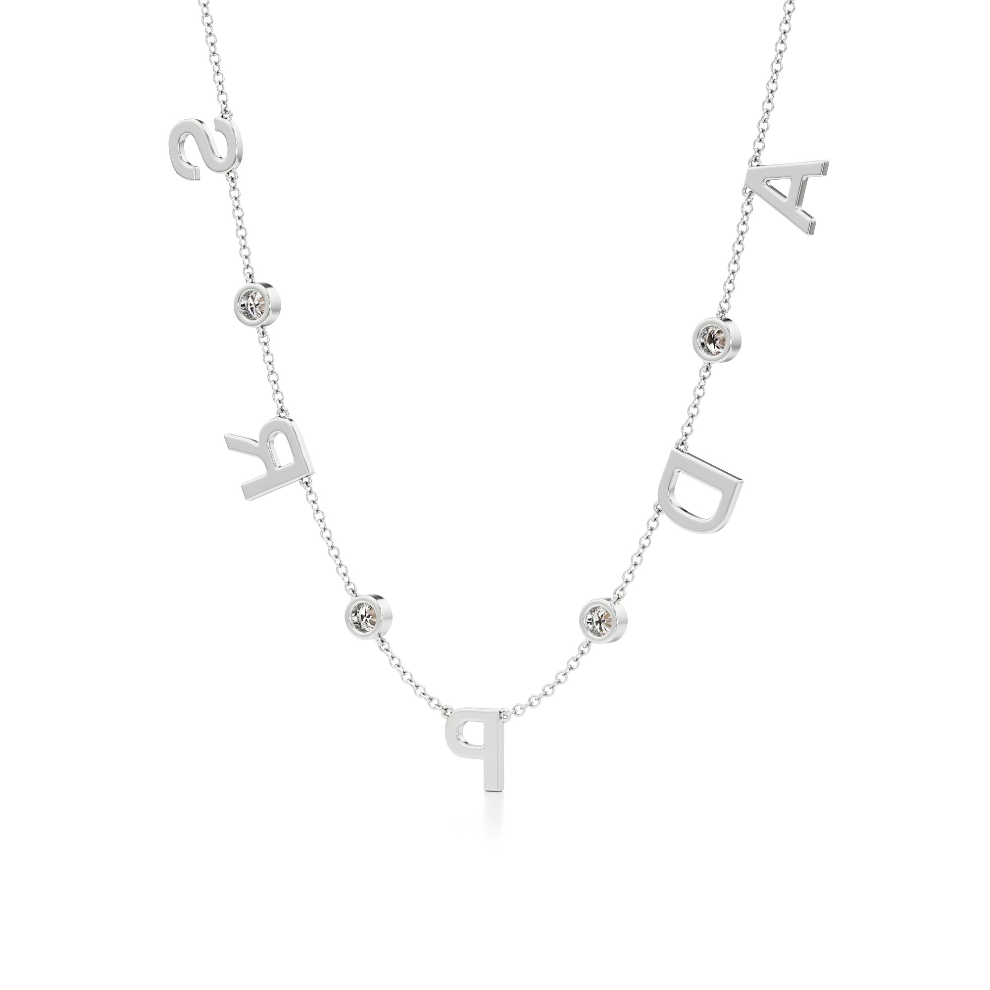 Multi Initial Necklace with Diamond Detailing