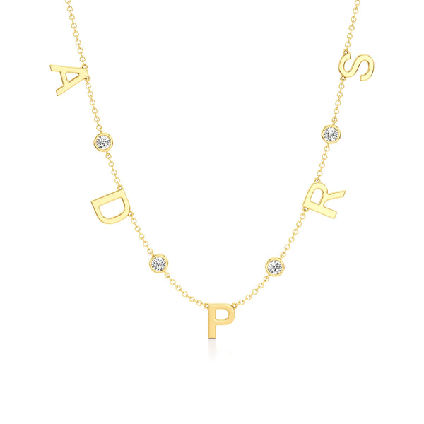 Multi Initial Necklace with Diamond Detailing