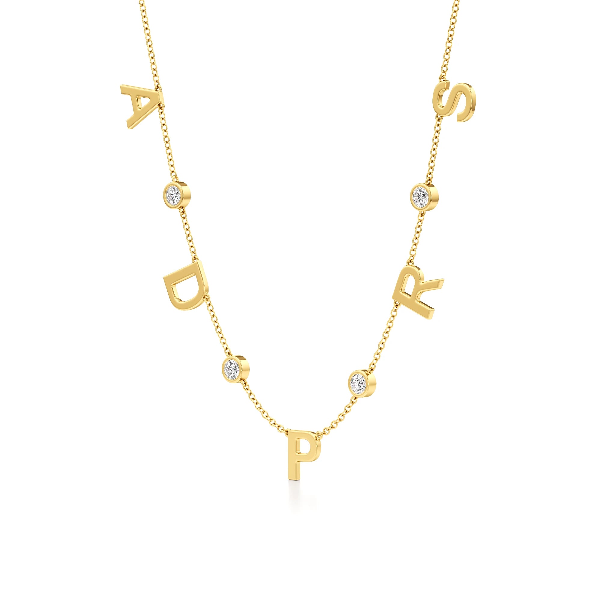 Multi Initial Necklace with Diamond Detailing
