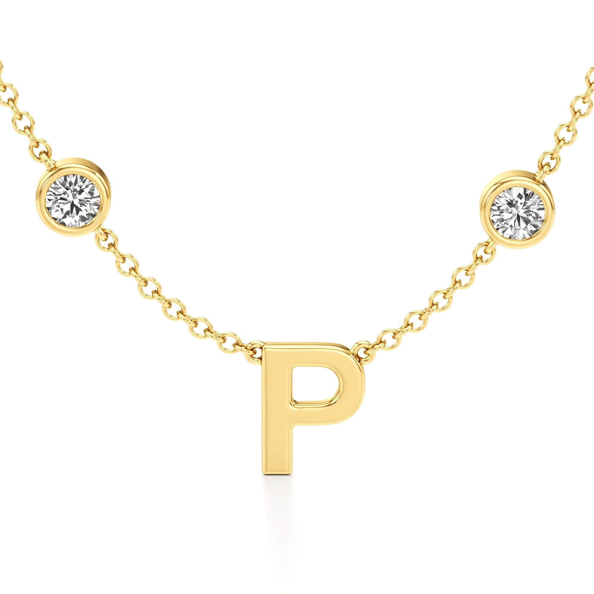 Multi Initial Necklace with Diamond Detailing
