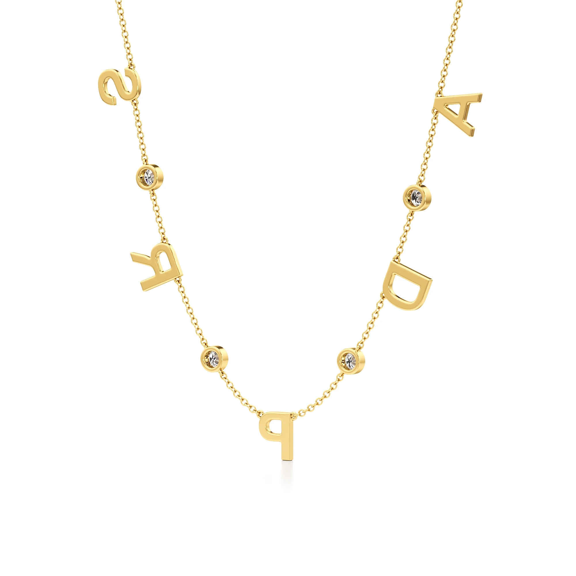 Multi Initial Necklace with Diamond Detailing