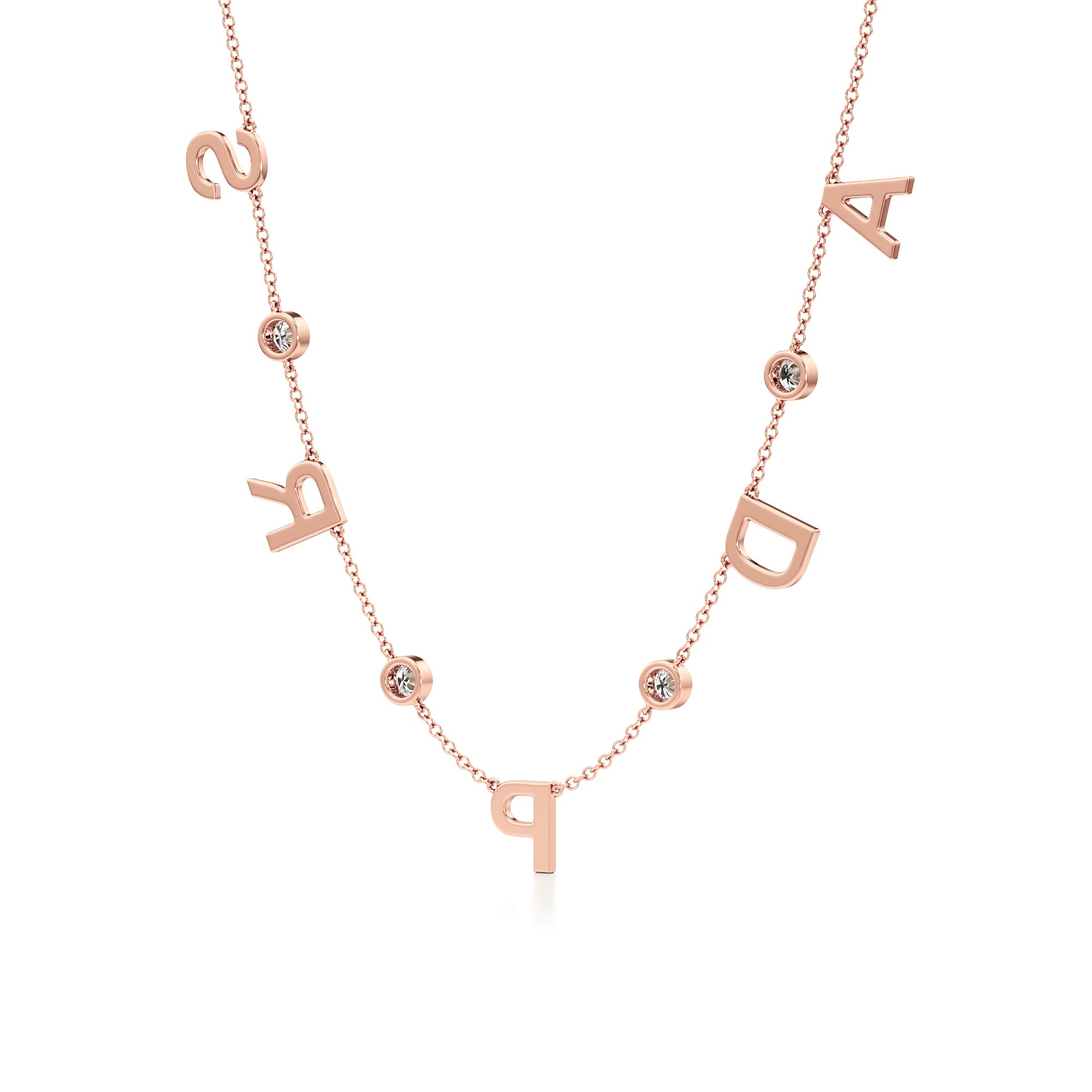 Multi Initial Necklace with Diamond Detailing
