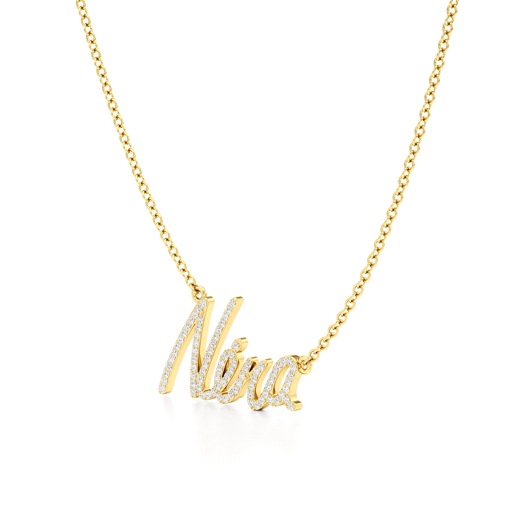 Name Necklace in Diamond Pavé