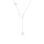 Diamond Pavé Double Initial Drop Necklace with Heart Detail