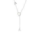 Diamond Pavé Double Initial Drop Necklace with Heart Detail