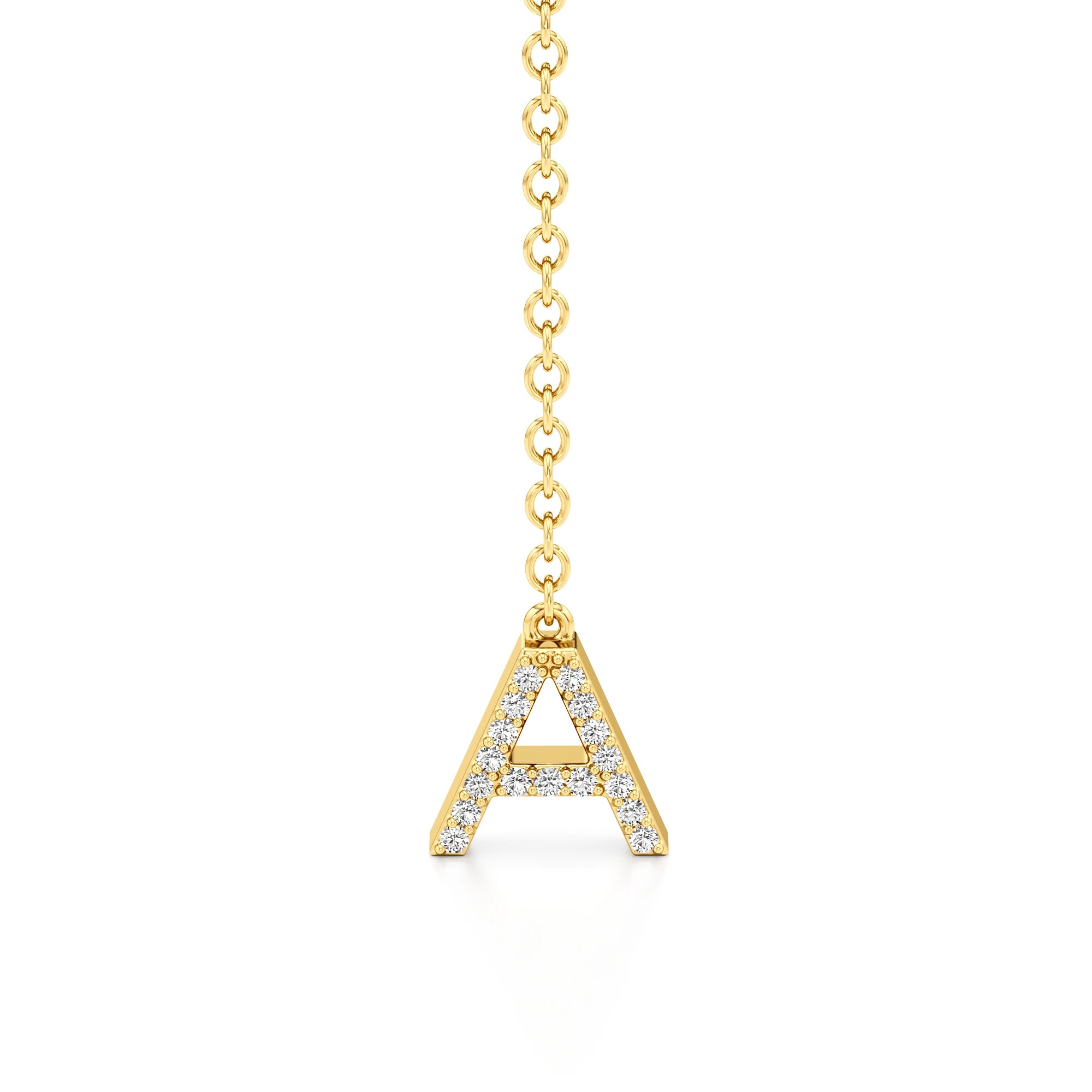 Diamond Pavé Double Initial Drop Necklace with Heart Detail