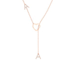 Diamond Pavé Double Initial Drop Necklace with Heart Detail
