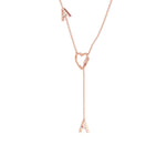 Diamond Pavé Double Initial Drop Necklace with Heart Detail