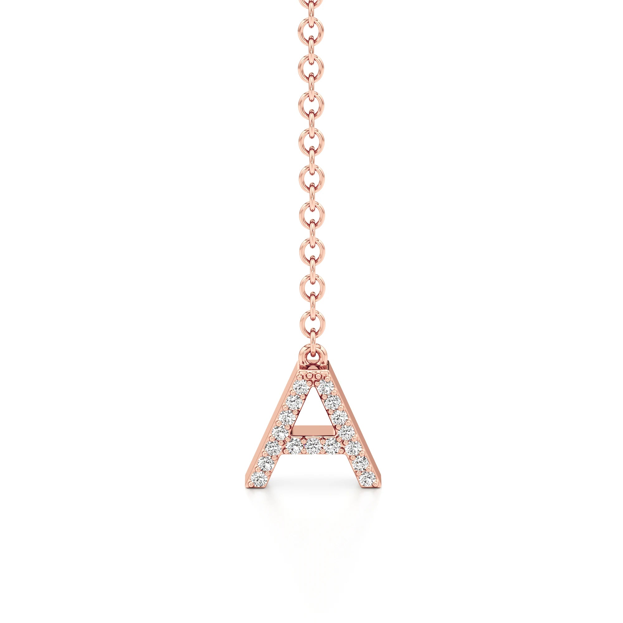 Diamond Pavé Double Initial Drop Necklace with Heart Detail