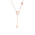 Diamond Pavé Double Initial Drop Necklace with Heart Detail