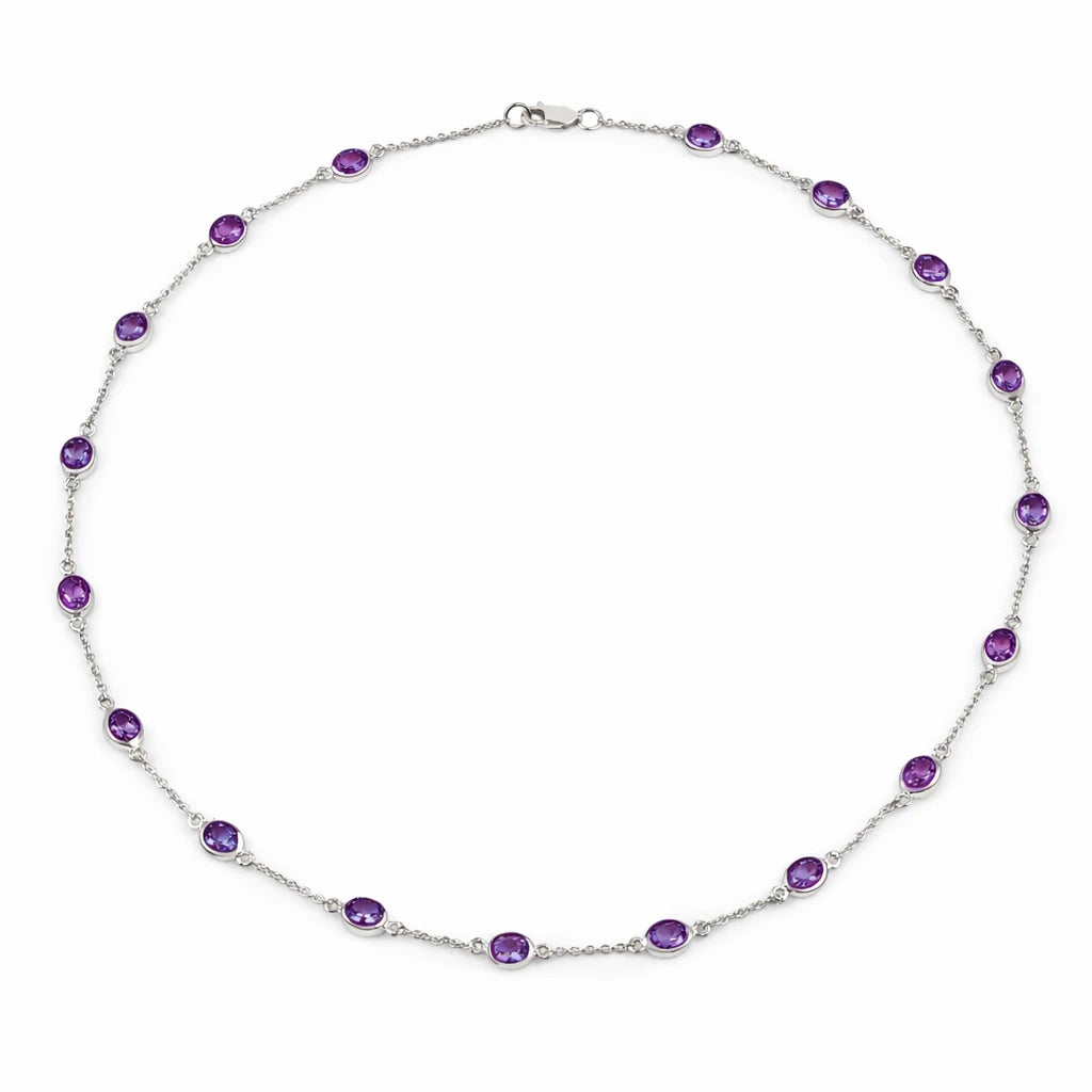 Oval Cut Bezel Set Station Necklace