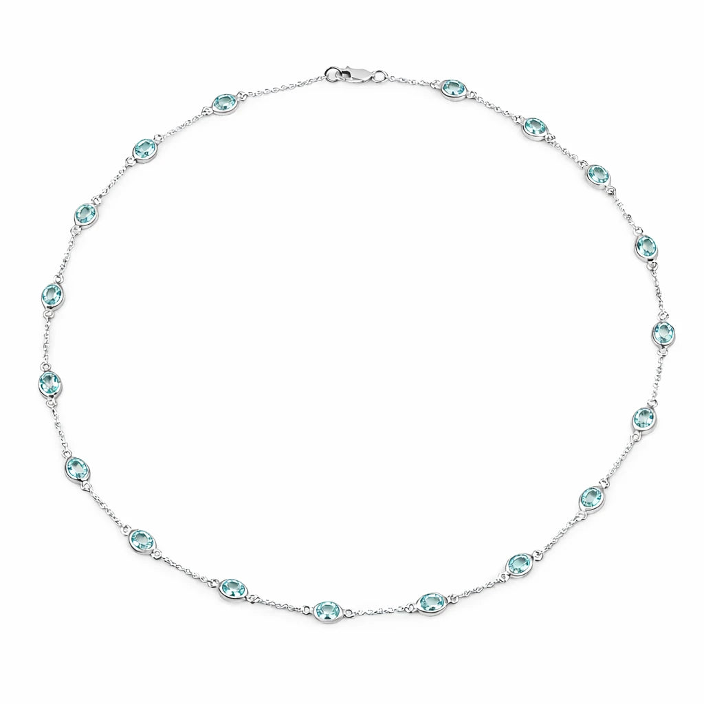 Oval Cut Bezel Set Station Necklace