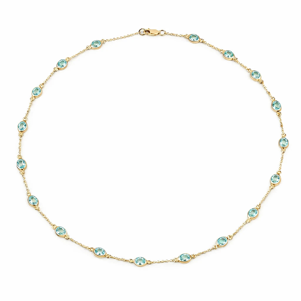 Oval Cut Bezel Set Station Necklace