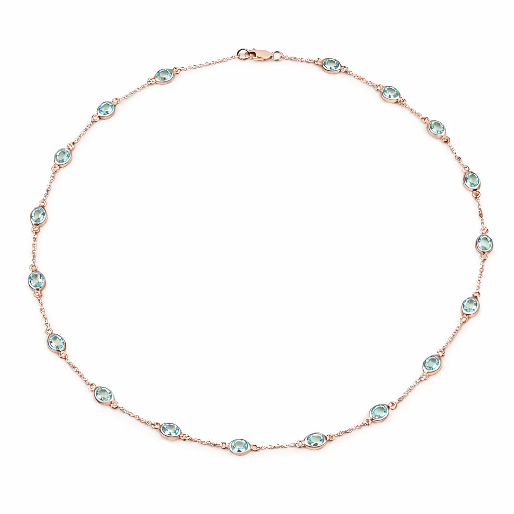 Oval Cut Bezel Set Station Necklace