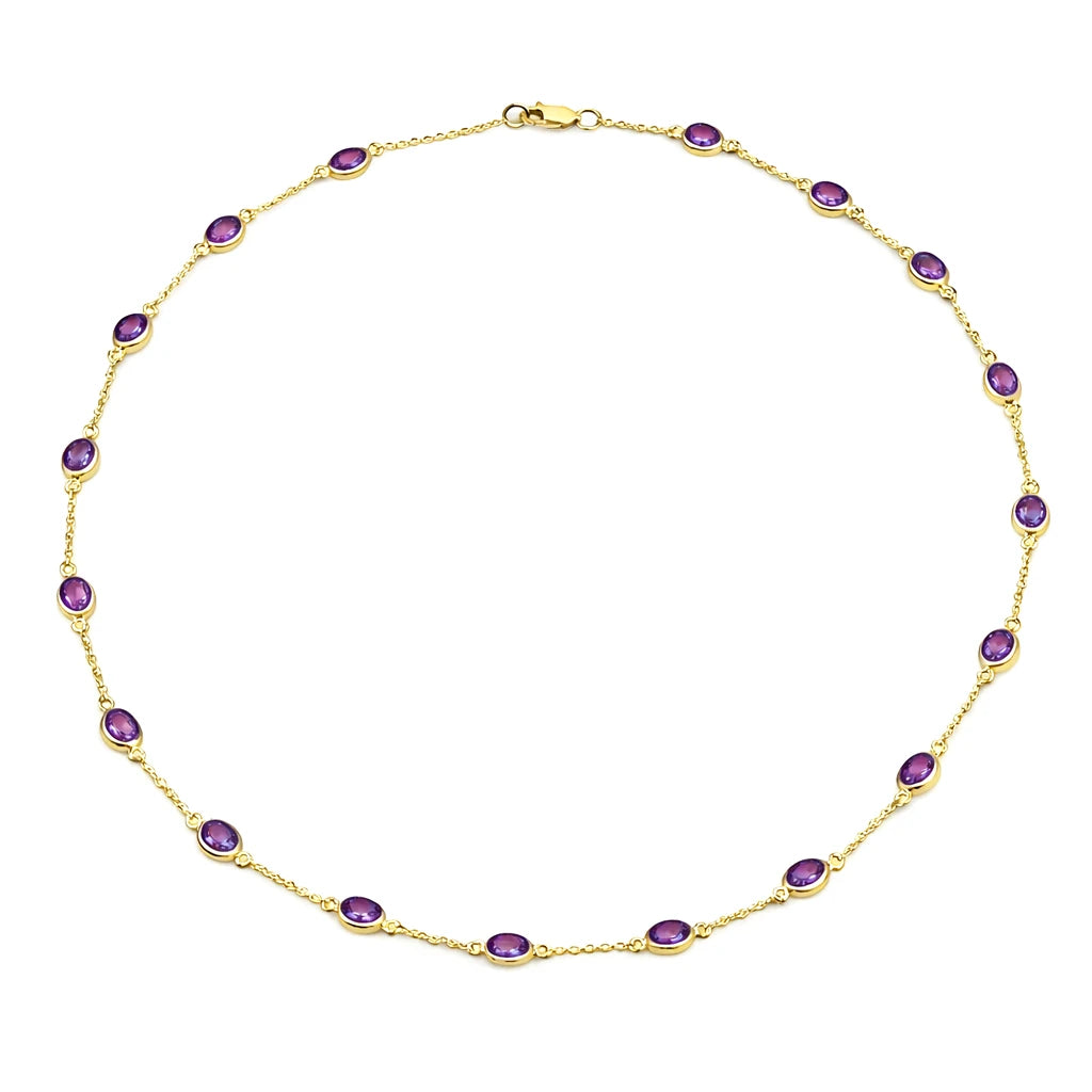 Oval Cut Bezel Set Station Necklace