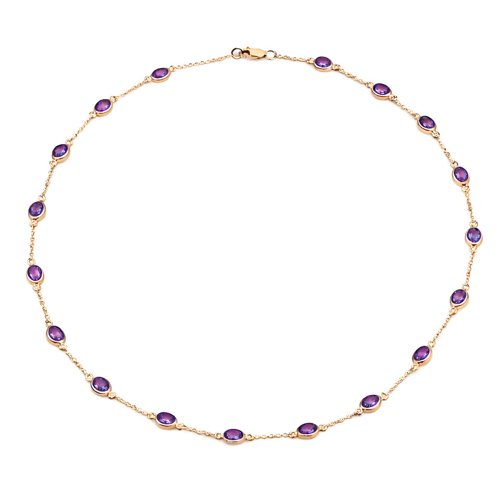 Oval Cut Bezel Set Station Necklace