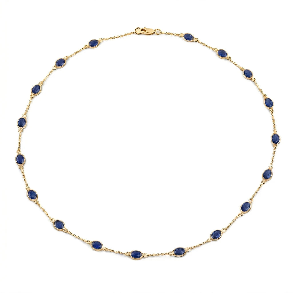 Oval Cut Bezel Set Station Necklace