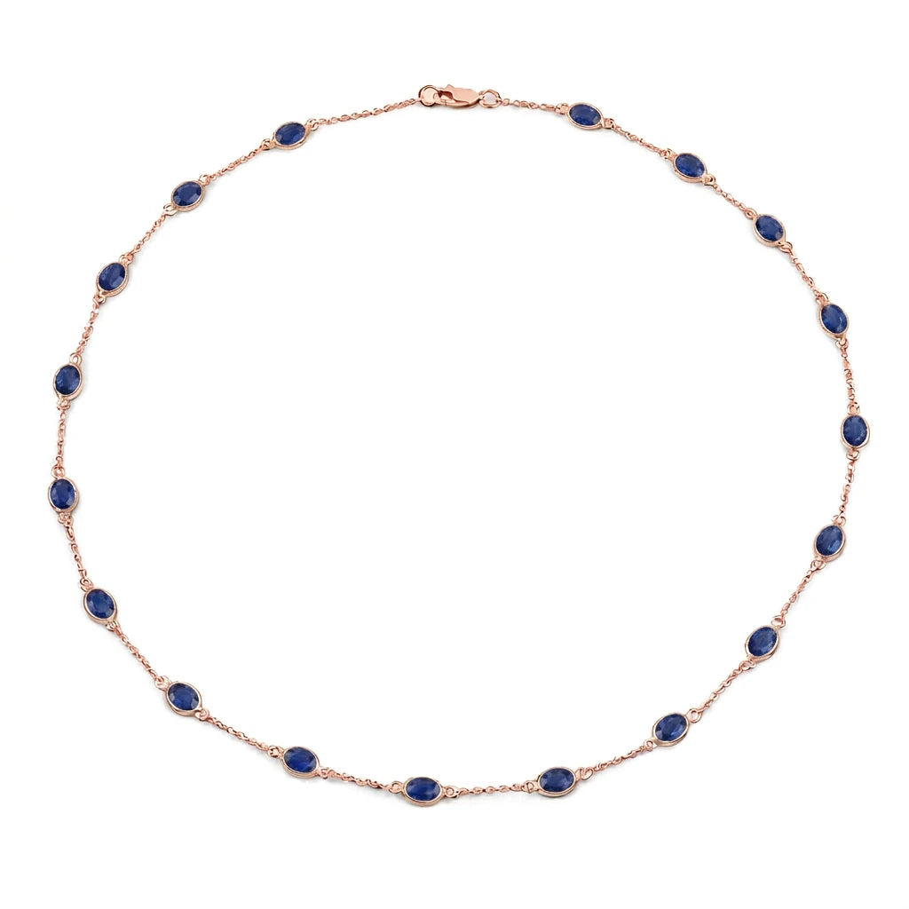 Oval Cut Bezel Set Station Necklace